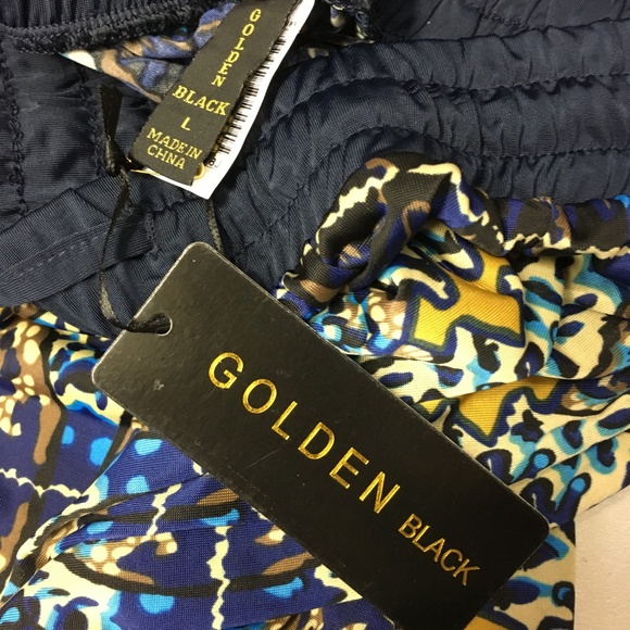 Pants Large Blue Gold Stretch Draw String NEW .. - Picture 7 of 8